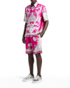 Versace Silver Baroque Print Silk Twill Shorts In Fuxiaenglish Rose