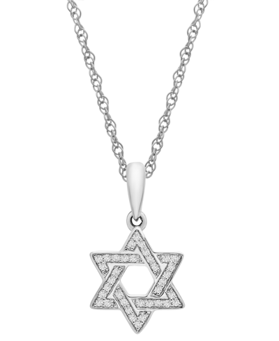 Wrapped Diamond Star Of David 18" Pendant Necklace (1/10 Ct. T.w.) In 10k White Or Yellow Gold, Created For In White Gold