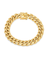 Steeltime Men's 18k Gold Plated Stainless Steel Miami Cuban Chain Link Style Bracelet With 12mm Box Clasp Brac In Gold