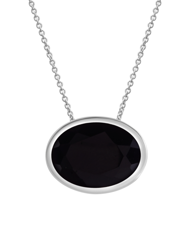 Macy's Onyx (14mm X 10mm) Oval Pendant Necklace In Black