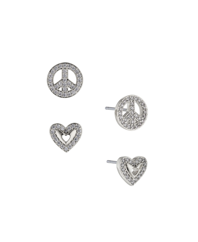 Ava Nadri Women's Peace Heart Earring Set, 2 Piece In Silver-tone