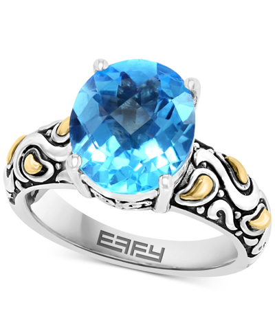 Effy Collection Effy Blue Topaz Statement Ring (5-1/3 Ct. T.w.) In Sterling Silver & 18k Gold