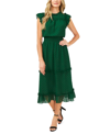 Cece Ruffled Swiss Dot Midi Dress In Alpine Green