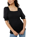 A PEA IN THE POD A PEA IN THE POD SMOCKED BODICE PUFF SLEEVE WOVEN MATERNITY TOP