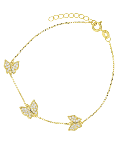 Macy's Butterfly Anklet In 14k Gold Plated Or Sterling Silver In Gold Over Sterling Silver