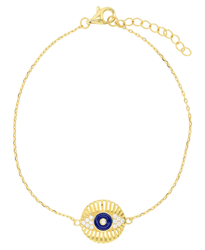 Macy's Evil Eye Anklet In 14k Gold Plated Or Sterling Silver In Gold Over Sterling Silver