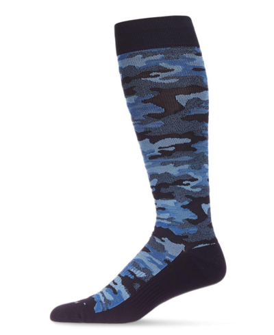 Memoi Men's Camo Nylon Compression Socks In Navy