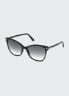 Tom Ford Ani Oversized Plastic Cat-eye Sunglasses In Black