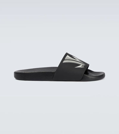 Jw Anderson Logo-print Leather Slides In Black