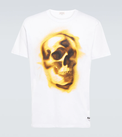 Alexander Mcqueen Man White Silhouette Skull T-shirt