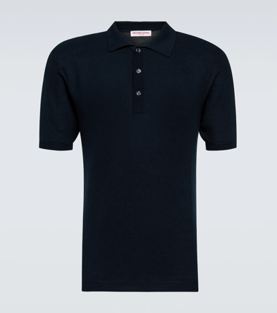 Orlebar Brown Maranon Contrast-trim Cotton-knit Polo Shirt In Blue
