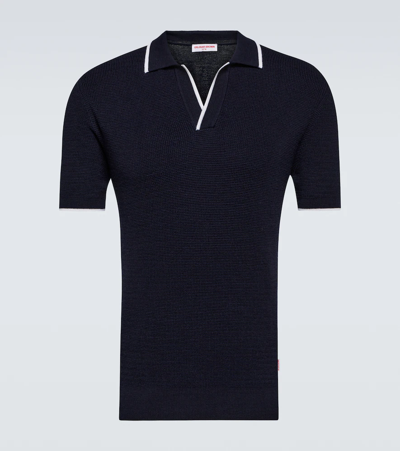 Orlebar Brown Horton Tipped-collar Merino-wool Polo Shirt In Navy