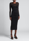 Giorgio Armani Ruched Twist-bustier Midi Dress In Black