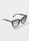Tom Ford Isabella Plastic Cat-eye Sunglasses In 01b Black/grey