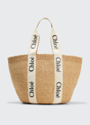 Chloé Woody Large Basket Tote Bag In 101 White