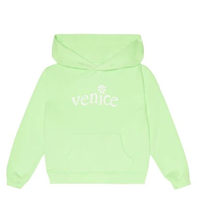 Erl Venice Graphic-print Cotton Hoody 6-14 Years In Green