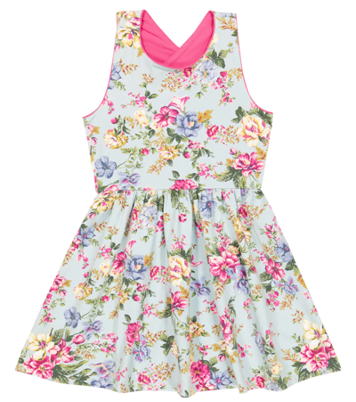 Polo Ralph Lauren Kids' Floral Cotton-blend Dress In Blue Macro Floral