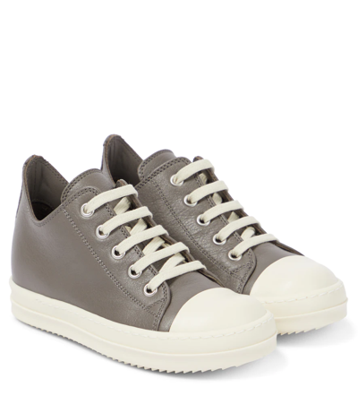 Rick Owens Leather Low Sneakers In Brown