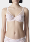 Simone Perele Bloom Sheer Plunge Underwire Bra In Opera Red