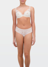 Chantelle Fleur Sheer Floral-embroidered Hipster Brief In Ivorygold-bj