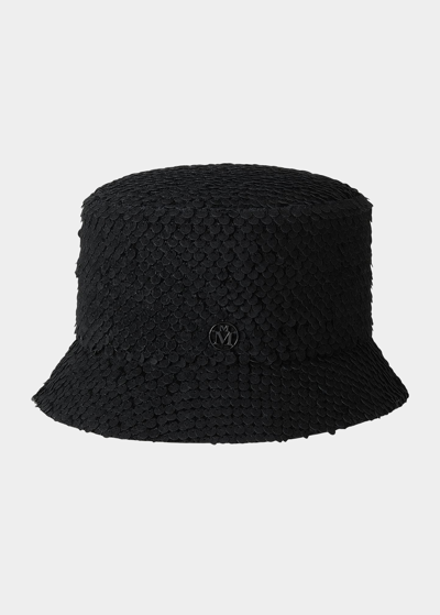 Maison Michel Kendall Mini Velvet Sequin Bucket Hat In Black