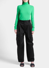 Bottega Veneta Belted Wide-leg Twill Cargo Trousers In Ner0