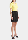 Bottega Veneta Ribbed Ruffled Cotton Polo Top In Citron/pur