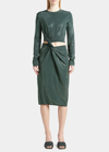 Bottega Veneta Hotfix Crystal-embellished Stretch-woven Midi Dress In Ink