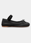 Miu Miu Leather Mary Jane Ballerina Flats In Nero