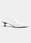 Miu Miu Slingback Leather Penny Loafer Mules In Bianco