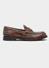 Miu Miu Logo Embossed Calf Leather Loafers In Ebano