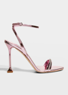 Miu Miu Metallic Crystal Ankle-strap Sandals In Pink
