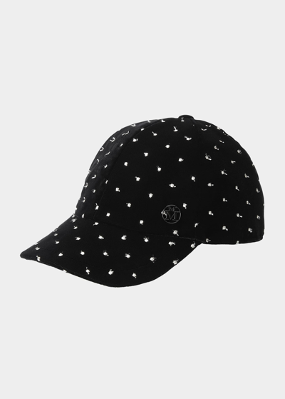 Maison Michel Tiger Velvet Plumetis Baseball Cap In Black White