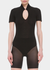 Wolford Ribbed Cutout Merino Wool Bodysuit In Black