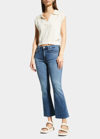 Frame Le Crop Mini Boot Bootcut Ankle Jeans With Raw Hem In Crosslane