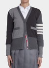 Thom Browne Gray Funmix 4-bar Classic V-neck Cardigan In Tonal Grey
