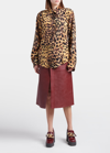 Stella Mccartney Leopard Silk Button-front Shirt In 8402 Tortoise S