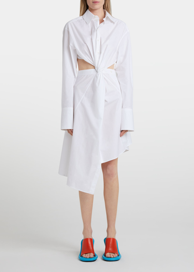 Jw Anderson Twisted Cutout Midi Shirtdress In White