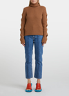 Jw Anderson Merino Wool Cutout-sleeve Turtleneck Sweater In Beige