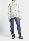 Alanui Woman White And Multicolour Bandana Puffer Jacket In White Multi