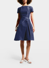 Carolina Herrera Icon Bateau Neck Short-sleeve Dress In Cobalt