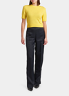 Jil Sander High-rise Wide-leg Matte Fluid Trousers In Dark Blue