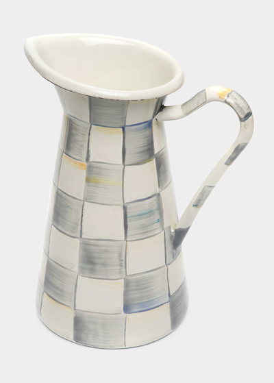 MACKENZIE-CHILDS STERLING CHECK ENAMEL PRACTICAL PITCHER, MEDIUM