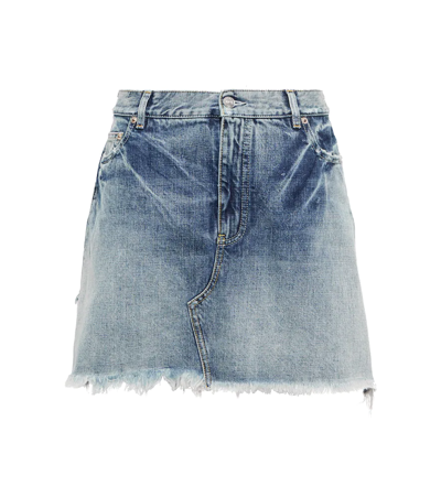 Balenciaga Deconstructed Denim Shorts In Blue Authentic Ring