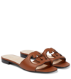 Gucci Interlocking G Cutout Leather Sandal In Brown