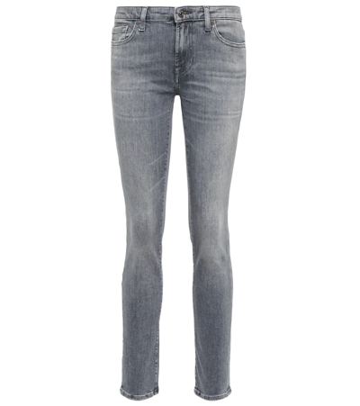 7 For All Mankind Pyper Crop Mid-rise Skinny Jeans In Grey
