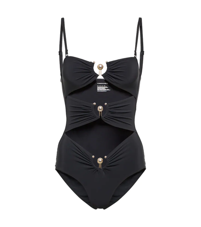 Christopher Esber Ring-embellished Cut-out Swimsuit In Black