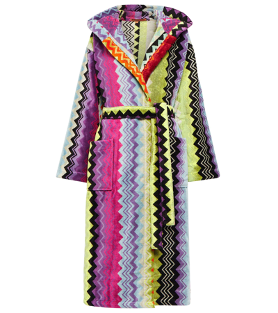 Missoni Giacomo Hooded Cotton Robe In Orange