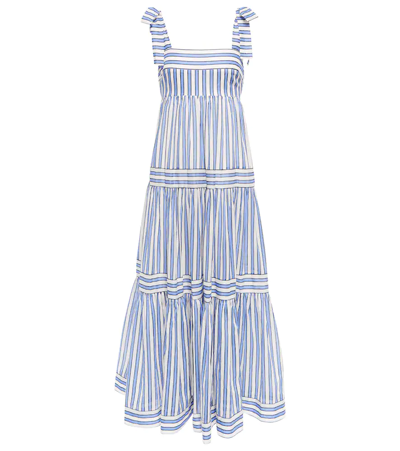 Zimmermann Pattie Tie Shoulder Dress In Blue Stripe