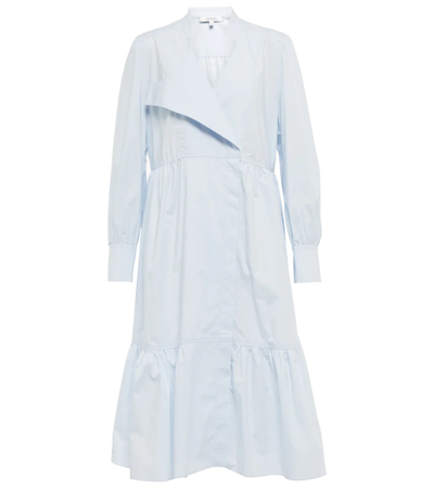 Dorothee Schumacher Ruffled Cotton Poplin Shirt Dress In Blau